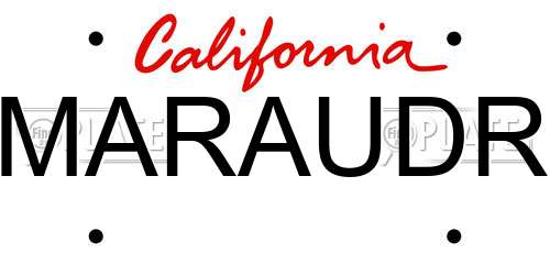 MARAUDR California License Plate