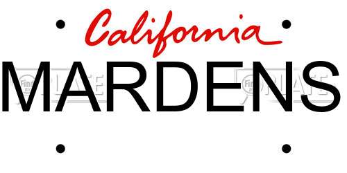 MARDENS California License Plate
