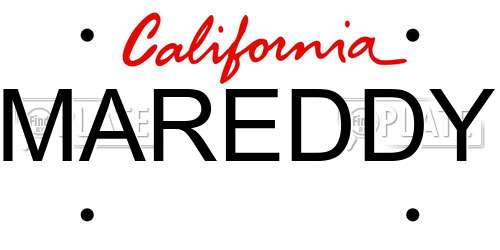 MAREDDY California License Plate
