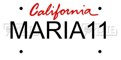 MARIA11 California License Plate