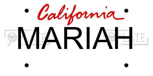 MARIAH California License Plate