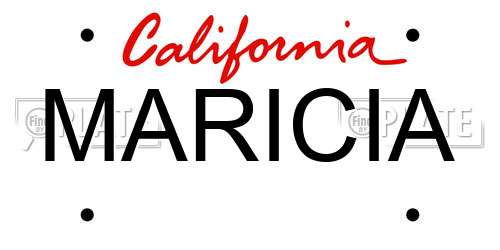MARICIA California License Plate
