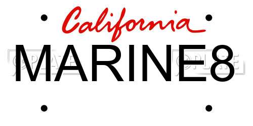 MARINE8 California License Plate