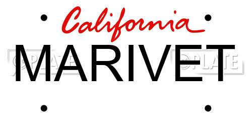 MARIVET California License Plate