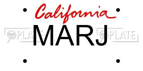 MARJ California License Plate