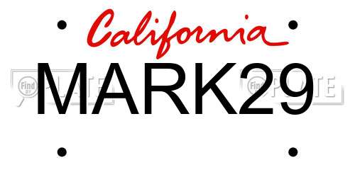 MARK29 California License Plate