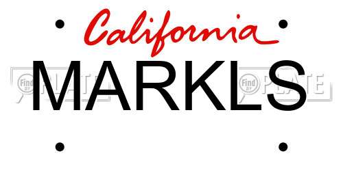 MARKLS California License Plate