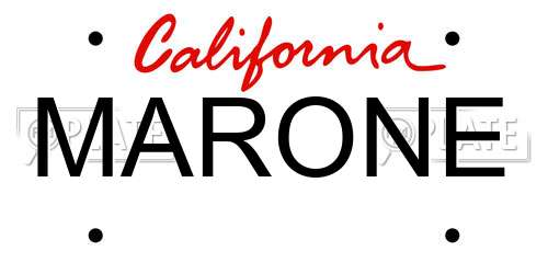 MARONE California License Plate