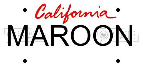 MAROON California License Plate