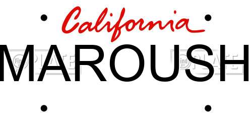 MAROUSH California License Plate