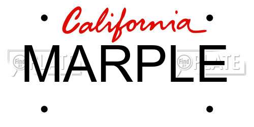 MARPLE California License Plate