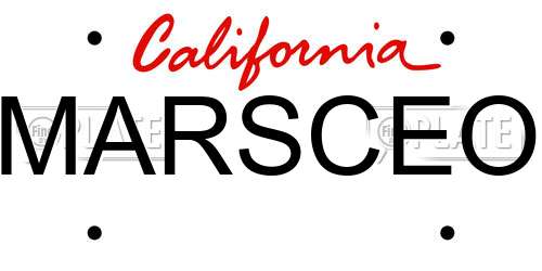 MARSCEO California License Plate