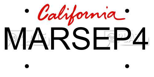 MARSEP4 California License Plate