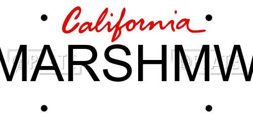 MARSHMW California License Plate