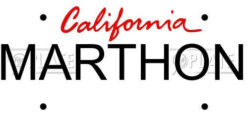 MARTHON California License Plate