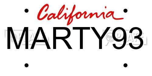 MARTY93 California License Plate