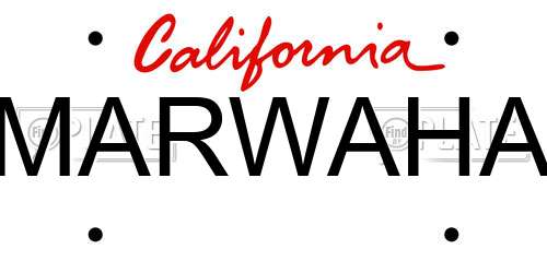 MARWAHA California License Plate