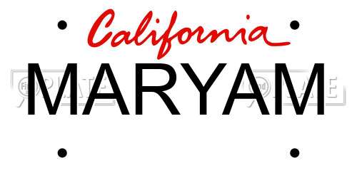 MARYAM California License Plate