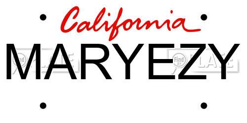 MARYEZY California License Plate