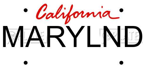 MARYLND California License Plate