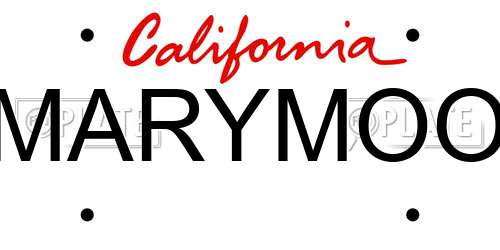 MARYMOO California License Plate