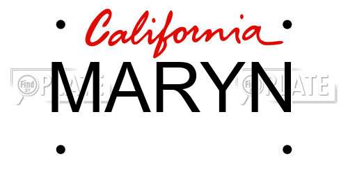 MARYN California License Plate