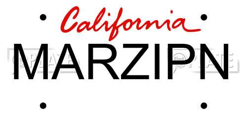 MARZIPN California License Plate