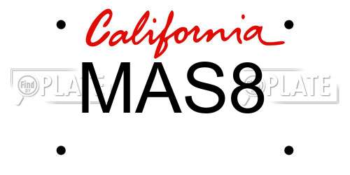 MAS8 California License Plate