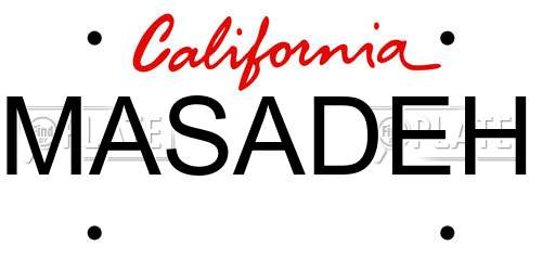 MASADEH California License Plate