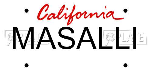 MASALLI California License Plate