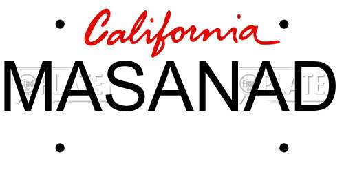 MASANAD California License Plate