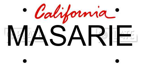 MASARIE California License Plate