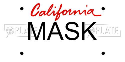 MASK California License Plate