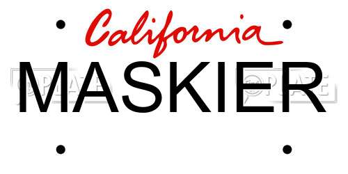 MASKIER California License Plate