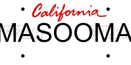 MASOOMA California License Plate