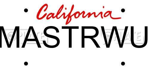MASTRWU California License Plate