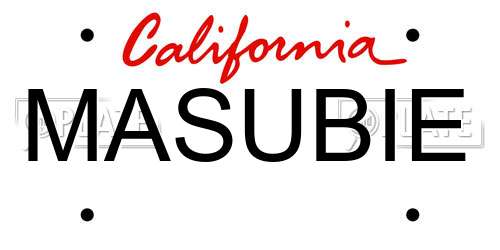 MASUBIE California License Plate