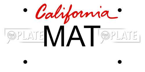 MAT California License Plate