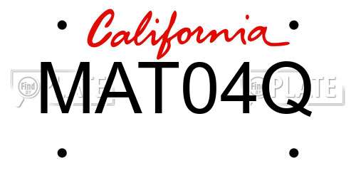 MAT04Q California License Plate