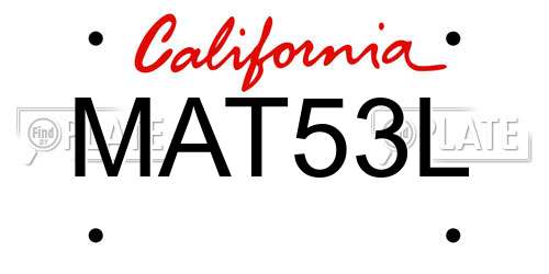 MAT53L California License Plate