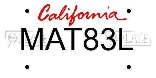 MAT83L California License Plate