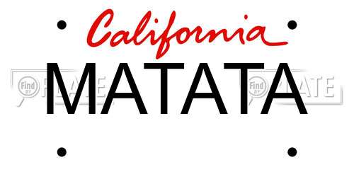 MATATA California License Plate