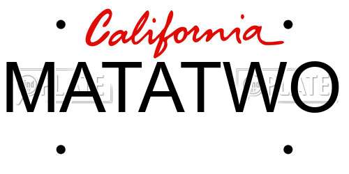 MATATWO California License Plate