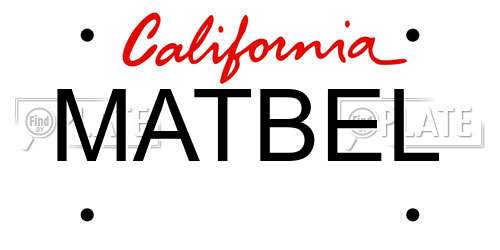 MATBEL California License Plate