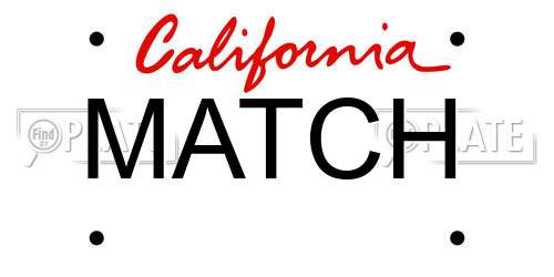 MATCH California License Plate
