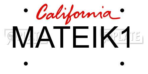 MATEIK1 California License Plate