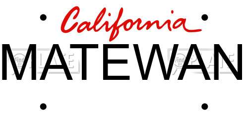 MATEWAN California License Plate