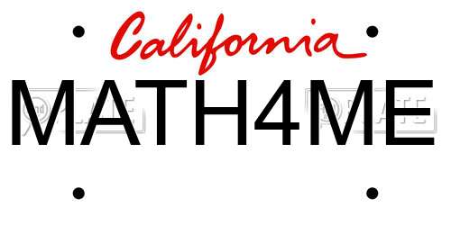 MATH4ME California License Plate