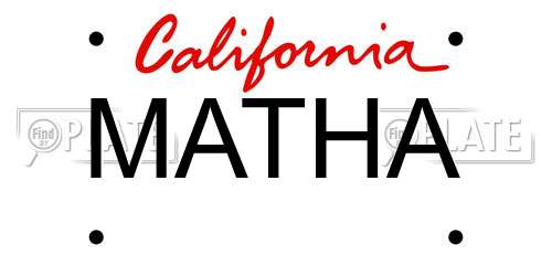 MATHA California License Plate
