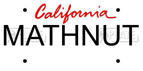 MATHNUT California License Plate